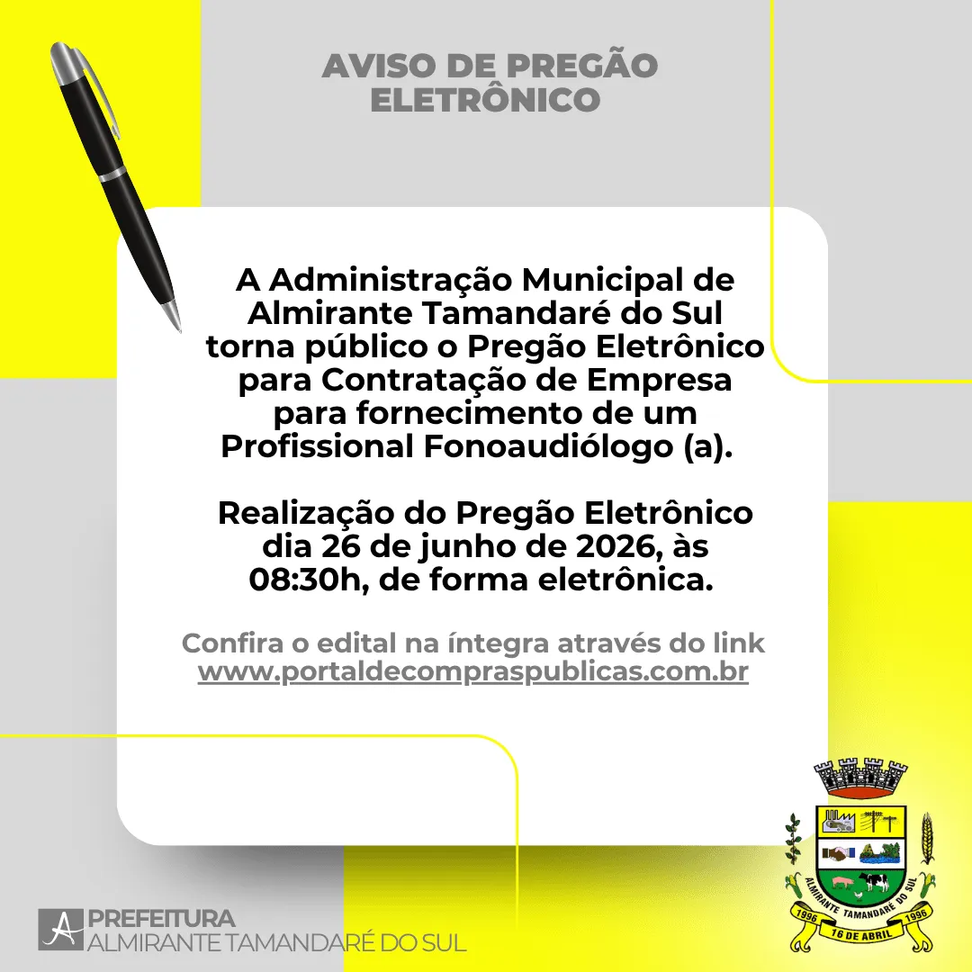 Imagem destaque da notícia: 📢 Aviso de Pregão Eletrônico